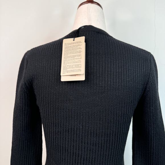 Roberto Cavalli Black Wool Blend Sweater Cut Out Waist Rib Knit IT 42 US 6 Sexy - Picture 8 of 14